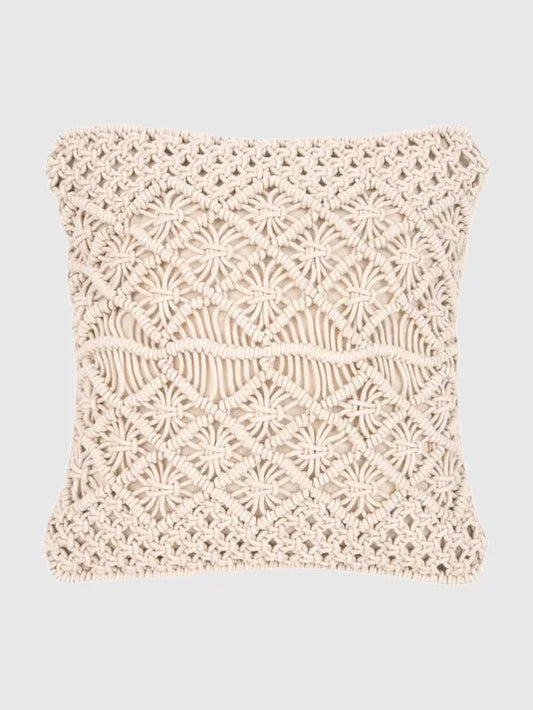 45x45 Kuddfodral med macrame mönster - Ecru