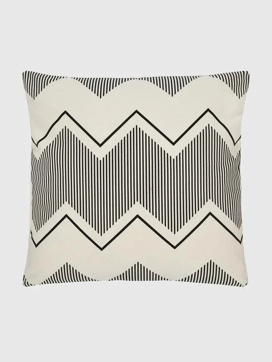 45x45 Kuddfodral med sicksackmönster - Beige/Svart
