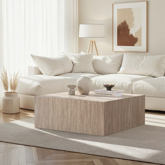 Prizma Soffbord 90x90 cm - Travertine