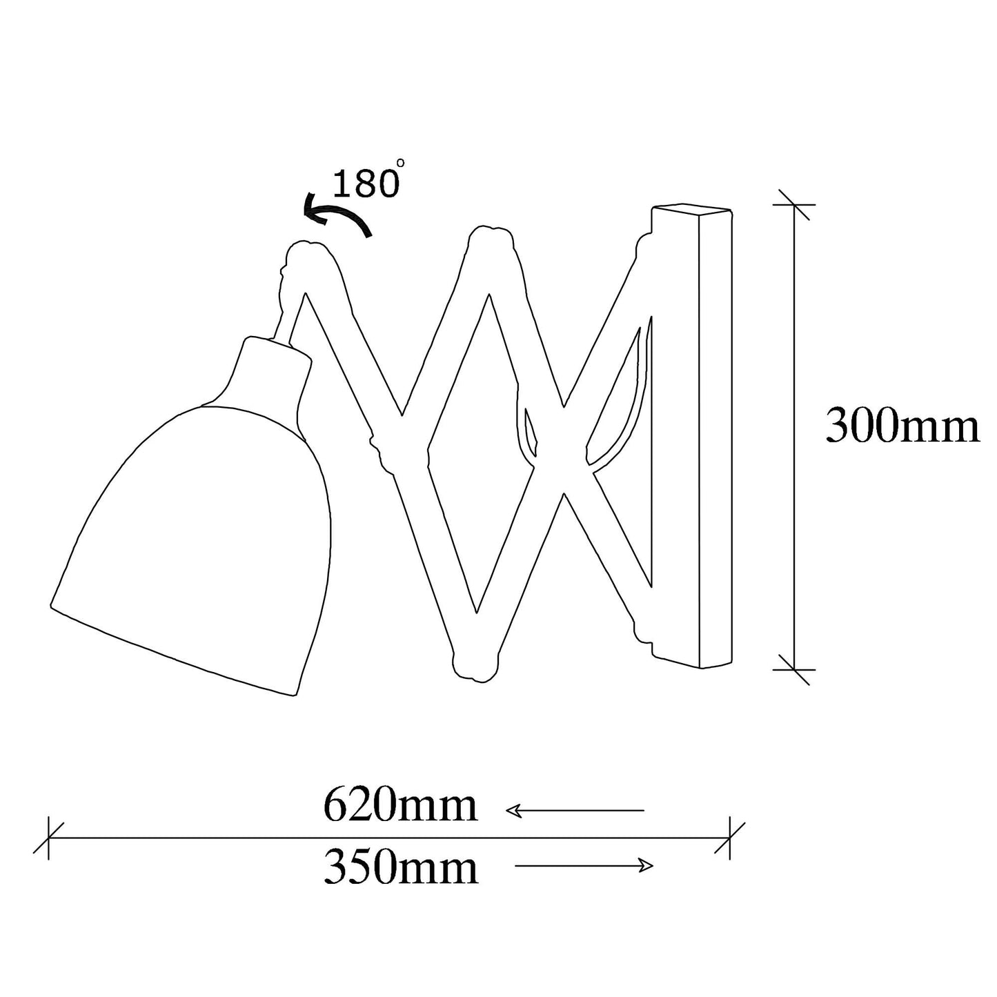 Sivani vägglampa 15 x (35 - 62) cm