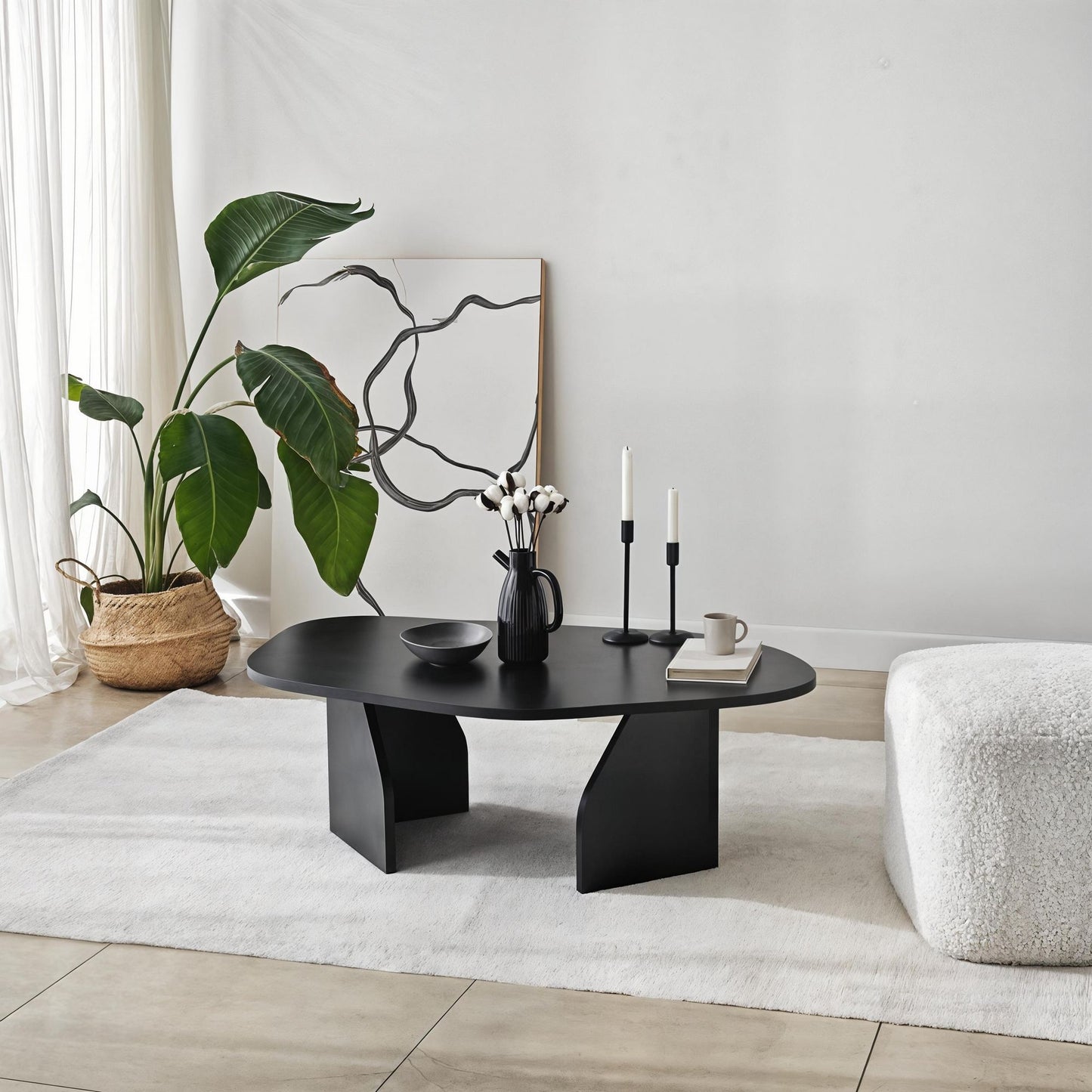Rock - Svart, Safir Ek, Travertin, Valnöt Soffbord