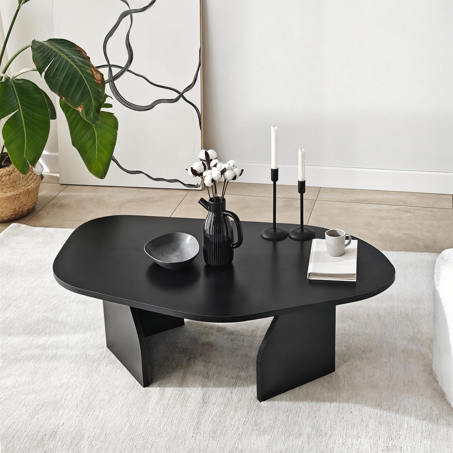 Rock - Svart, Safir Ek, Travertin, Valnöt Soffbord