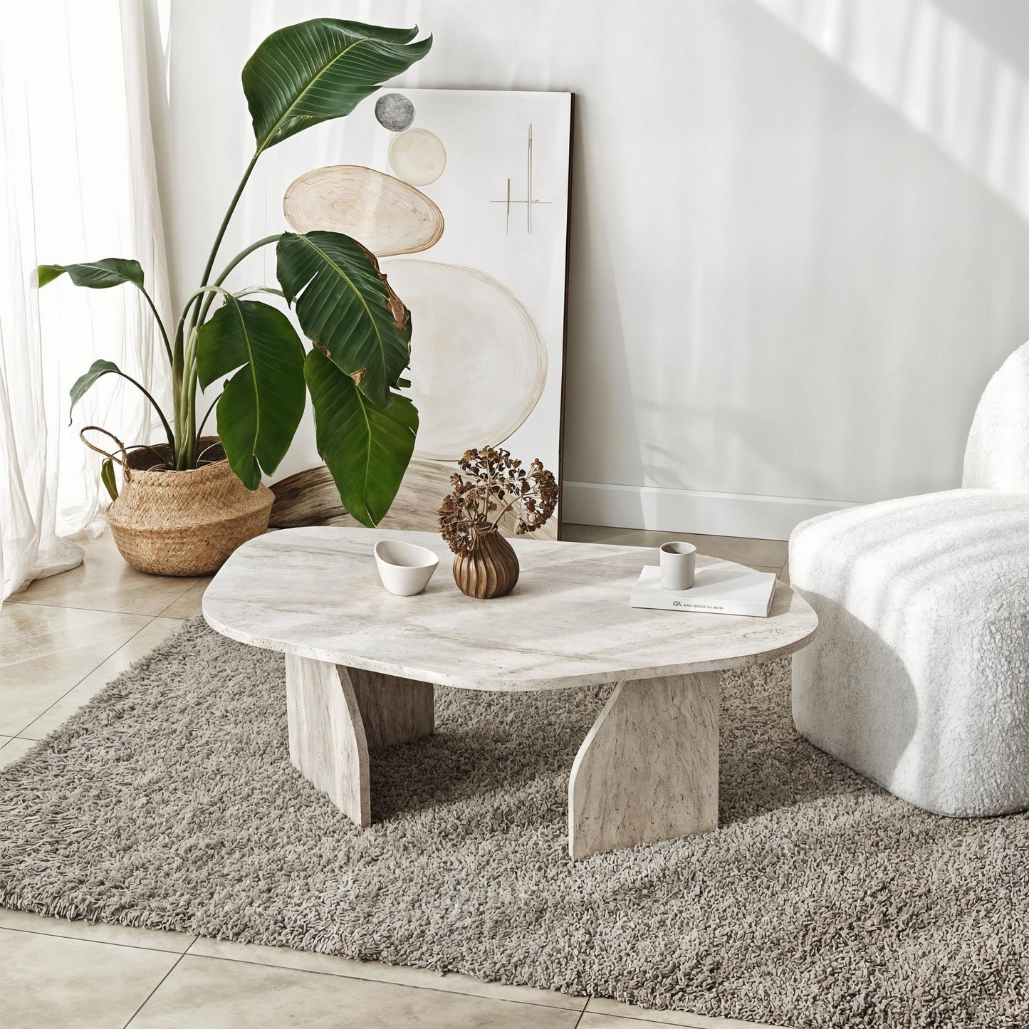 Rock - Svart, Safir Ek, Travertin, Valnöt Soffbord