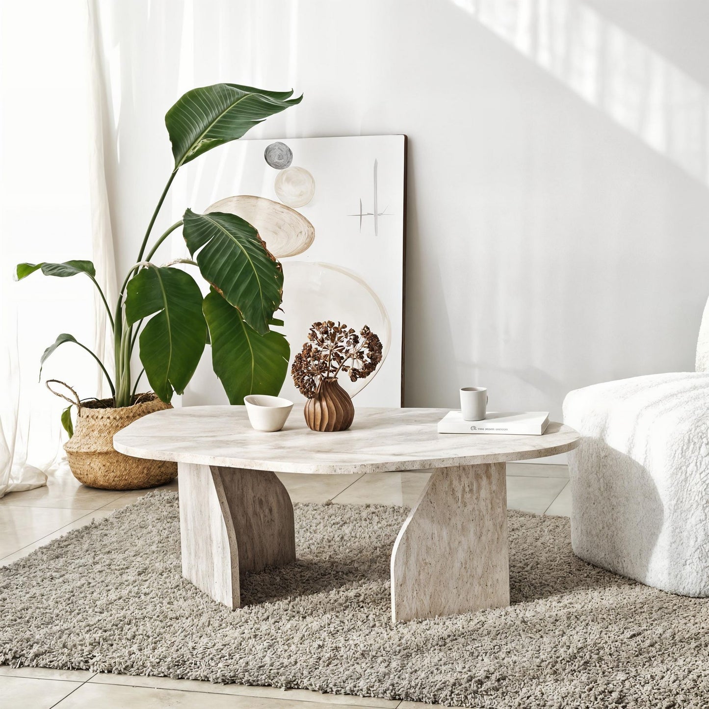 Rock - Svart, Safir Ek, Travertin, Valnöt Soffbord