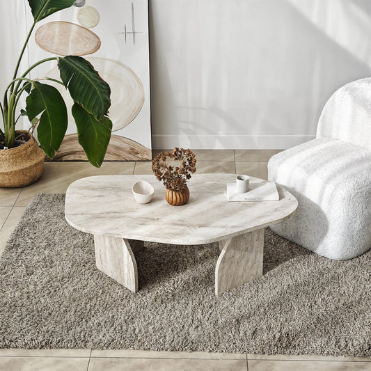 Rock - Svart, Safir Ek, Travertin, Valnöt Soffbord