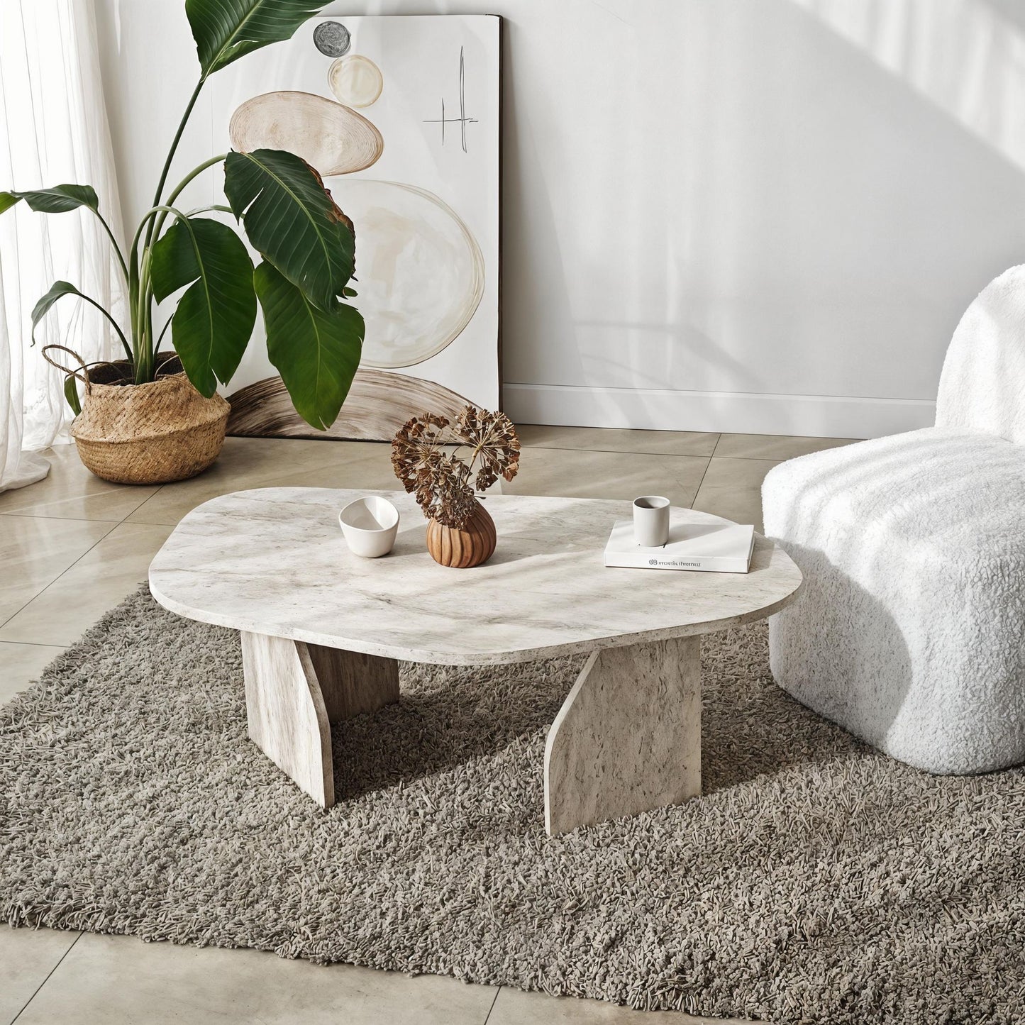 Rock - Svart, Safir Ek, Travertin, Valnöt Soffbord