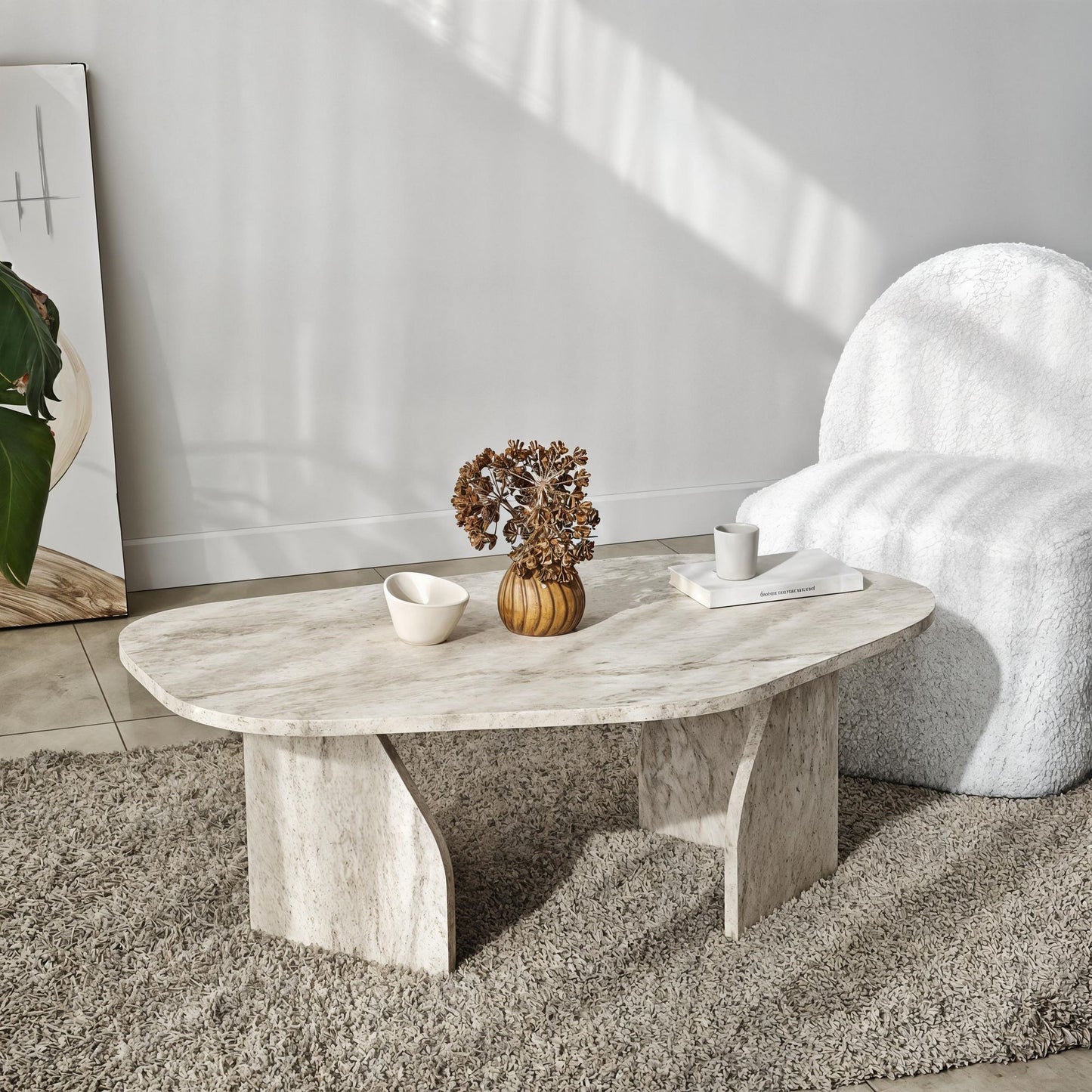 Rock - Svart, Safir Ek, Travertin, Valnöt Soffbord