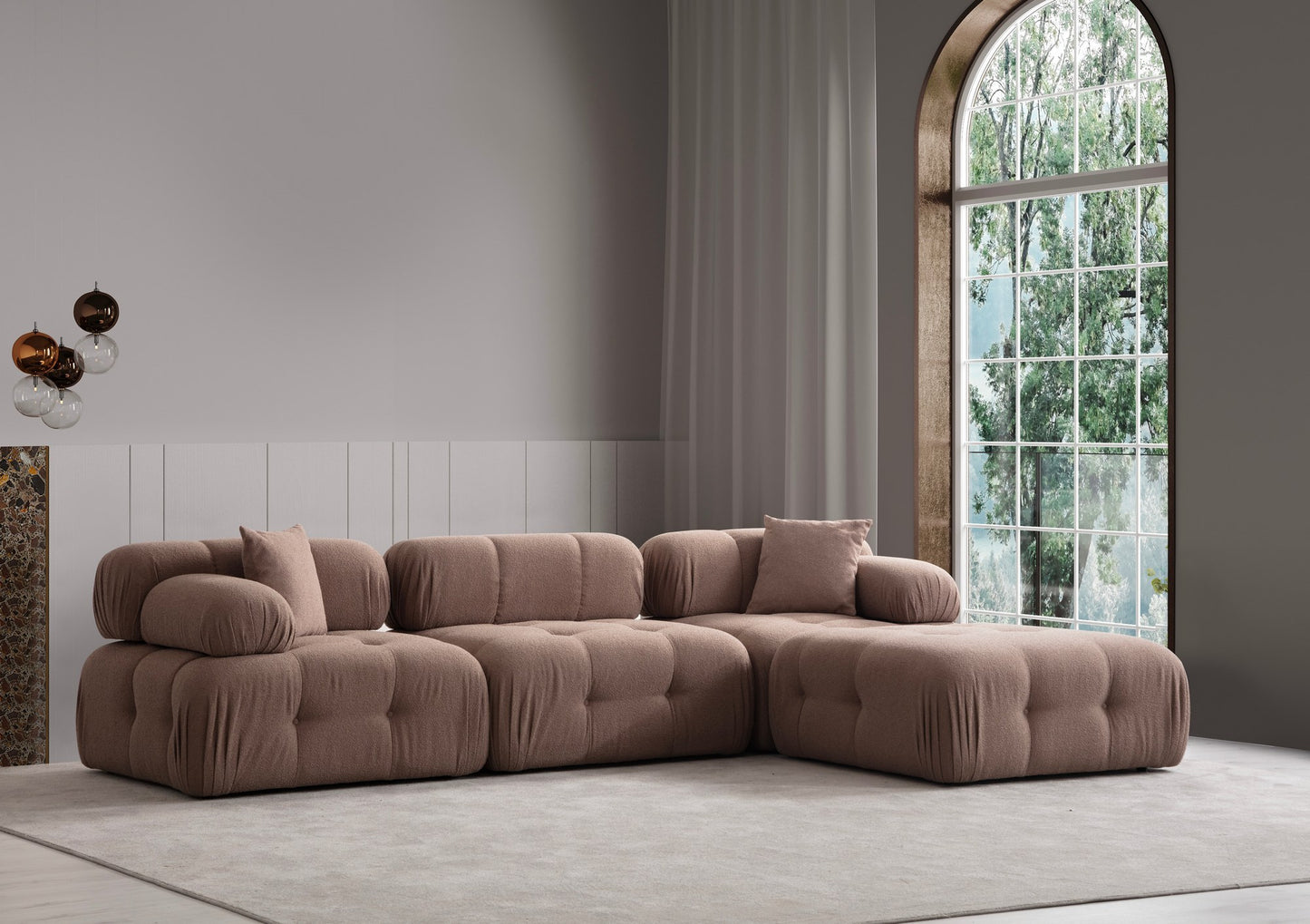 Doblo 3 Seater with Pouffe ( L1-O1-1R-Pouffe) hörnsoffa