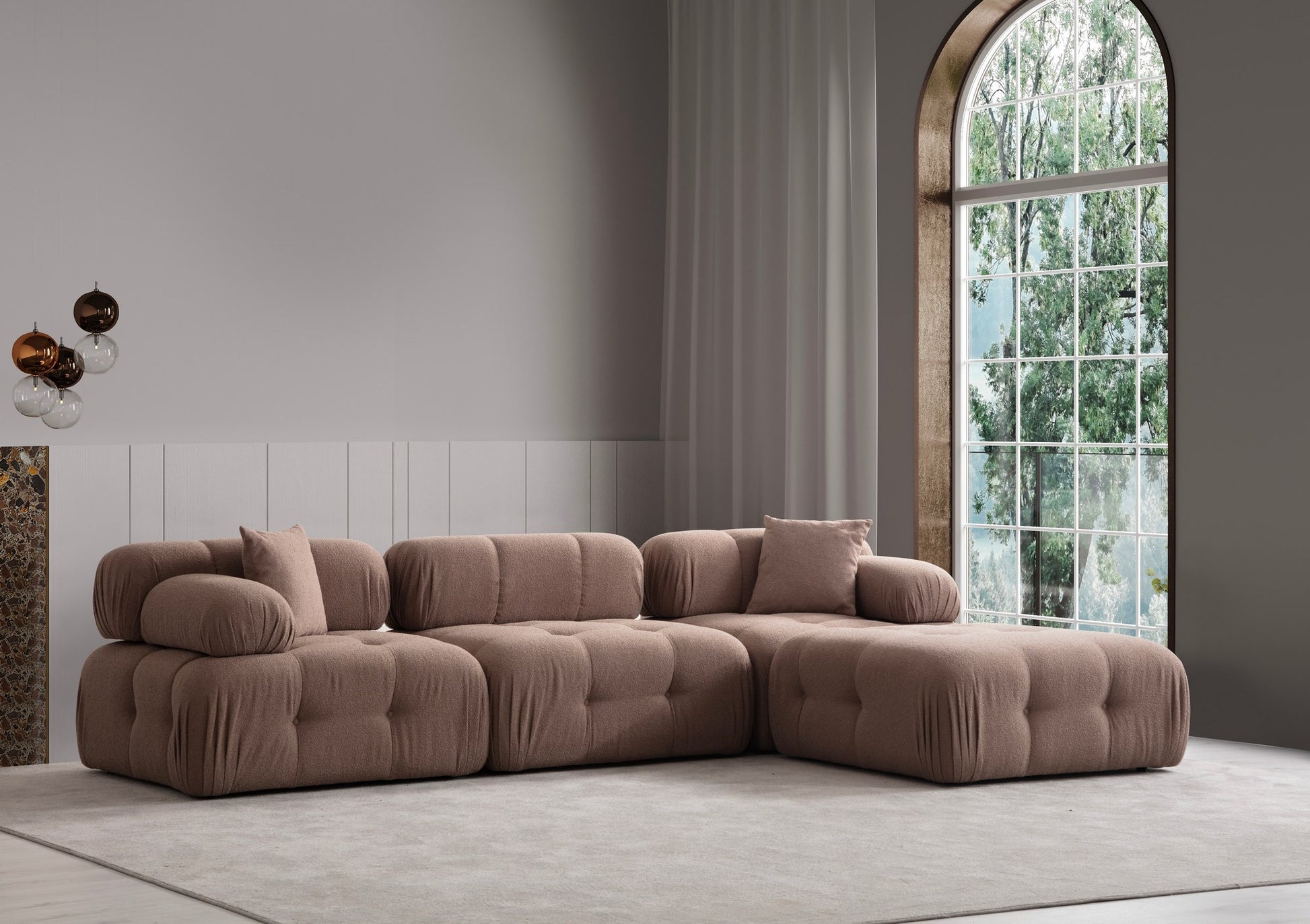 Doblo 3 Seater with Pouffe ( L1-O1-1R-Pouffe) hörnsoffa