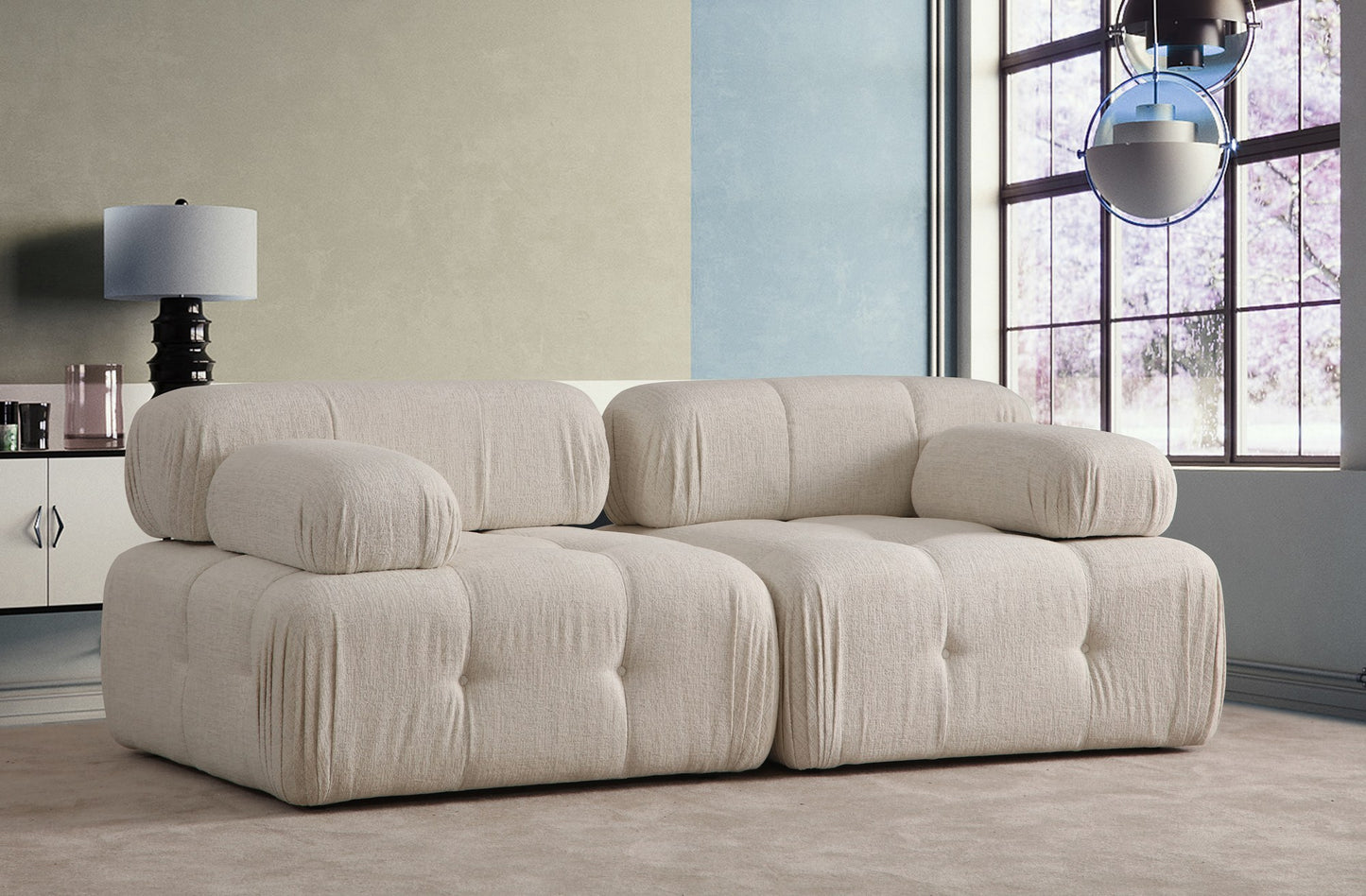 Doblo 2 Seater ( L1-1R) Cream Bouclette 2-sits soffa