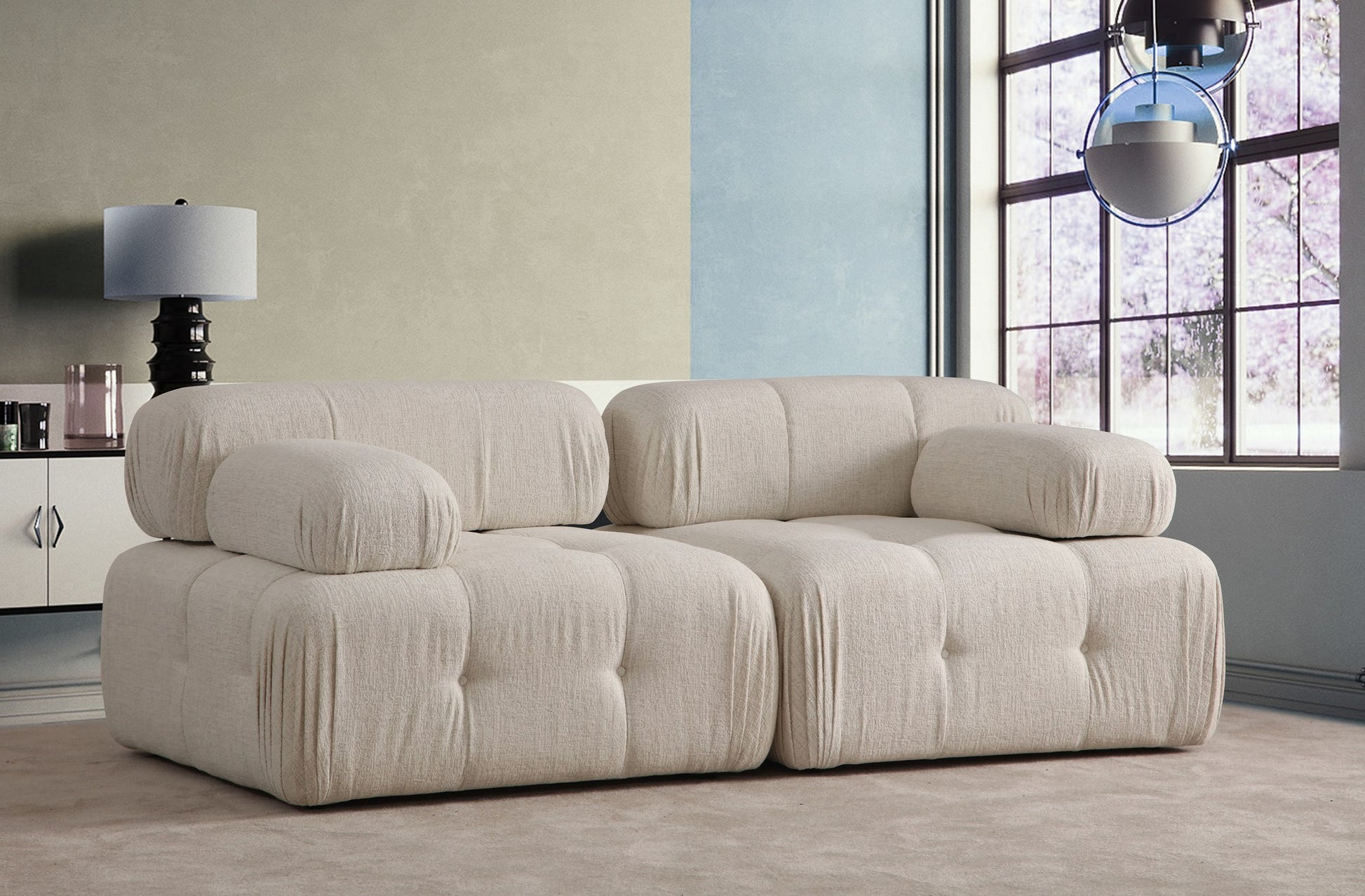 Doblo 2 Seater ( L1-1R) Cream Bouclette 2-sits soffa