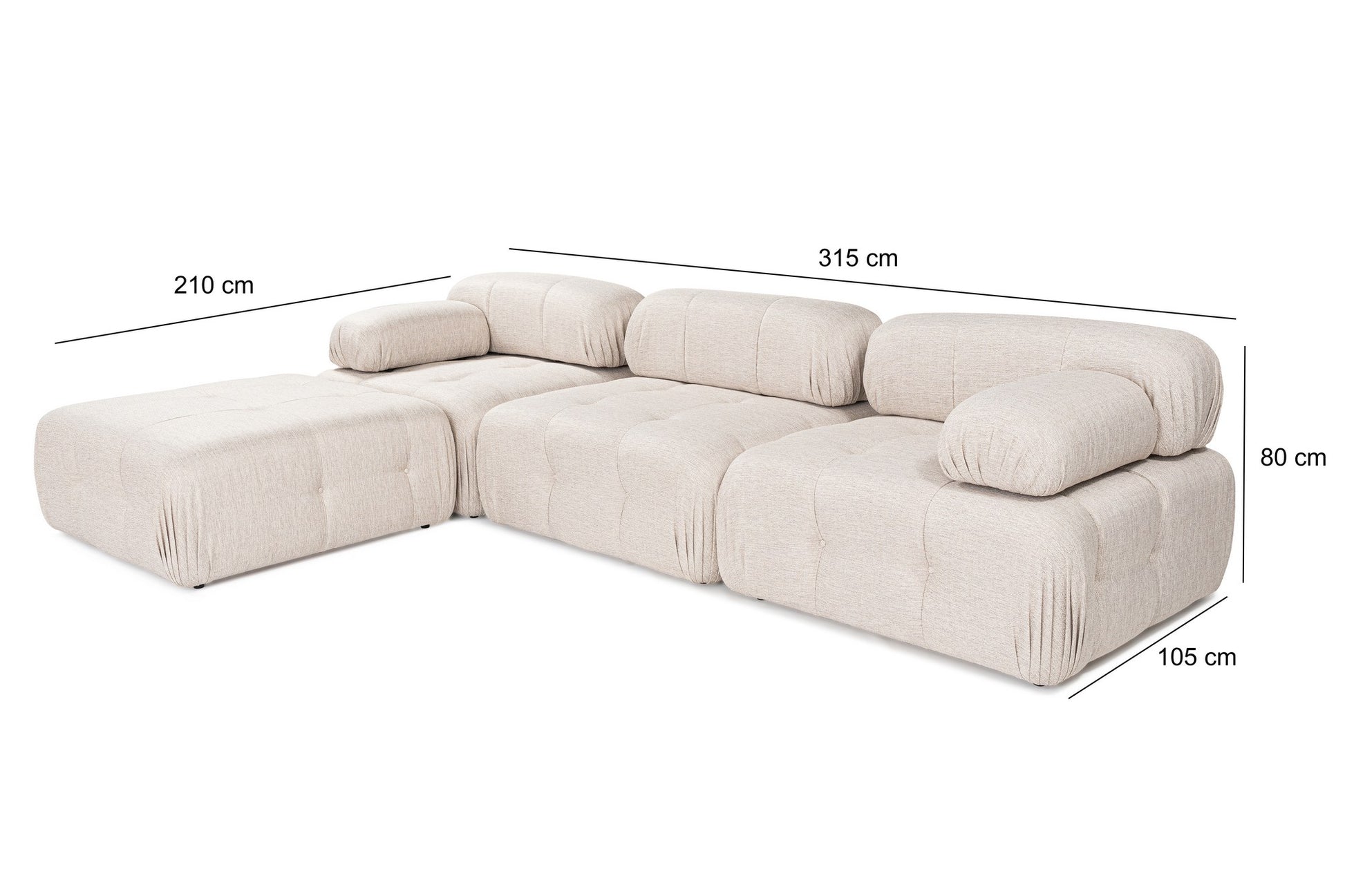 Doblo 3 Seater with Pouffe ( L1-O1-1R-Pouffe) hörnsoffa