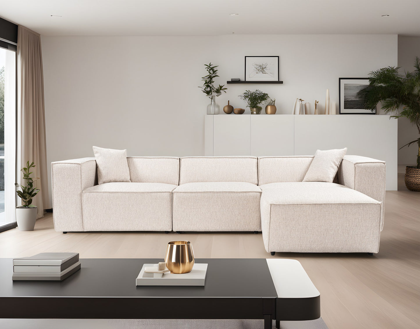 Lora (L1-O1-1R-POUFFE ) hörnsoffa