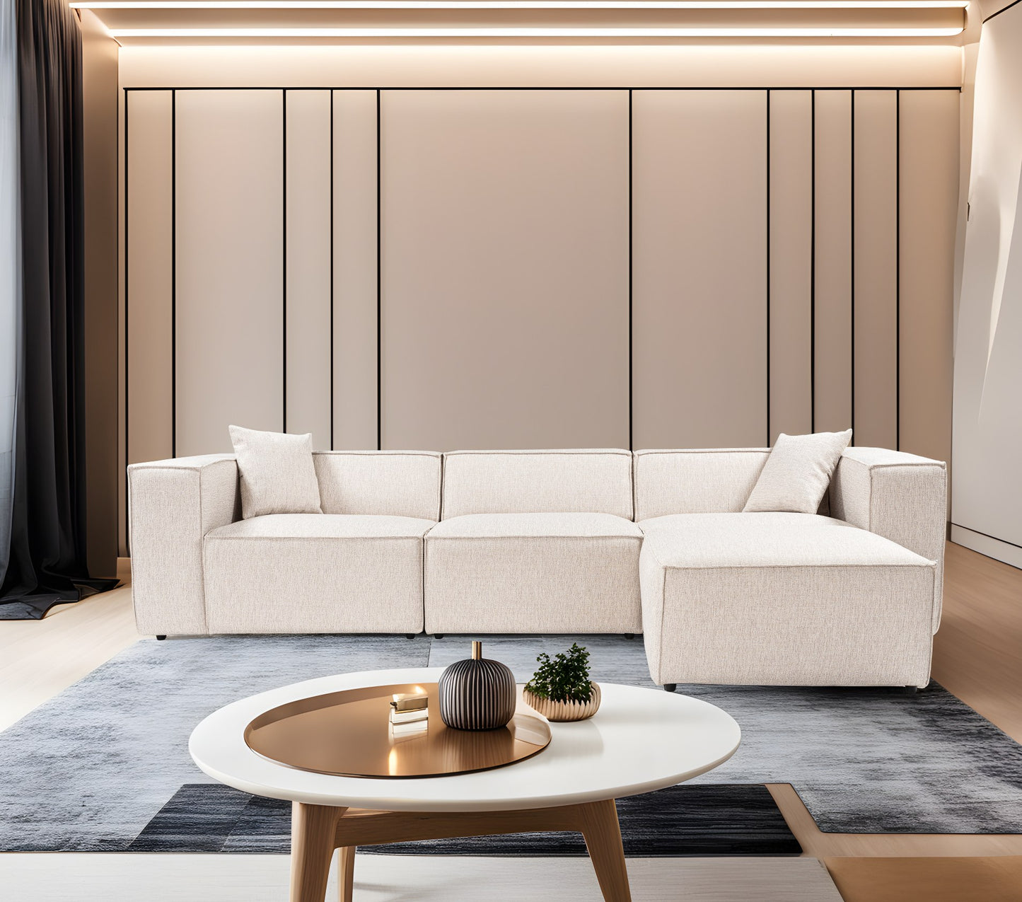 Lora (L1-O1-1R-POUFFE ) hörnsoffa