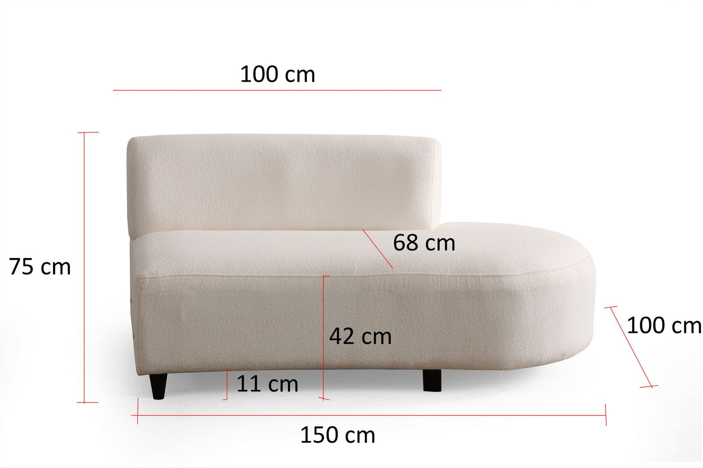 Pars Cream (L1 + 01 + 1R) hörnsoffa