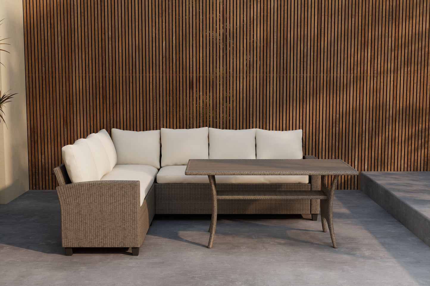 Brentwood Hörnsoffgrupp – Soffa: 180x240, Bord: 67 x 145 x 74cm