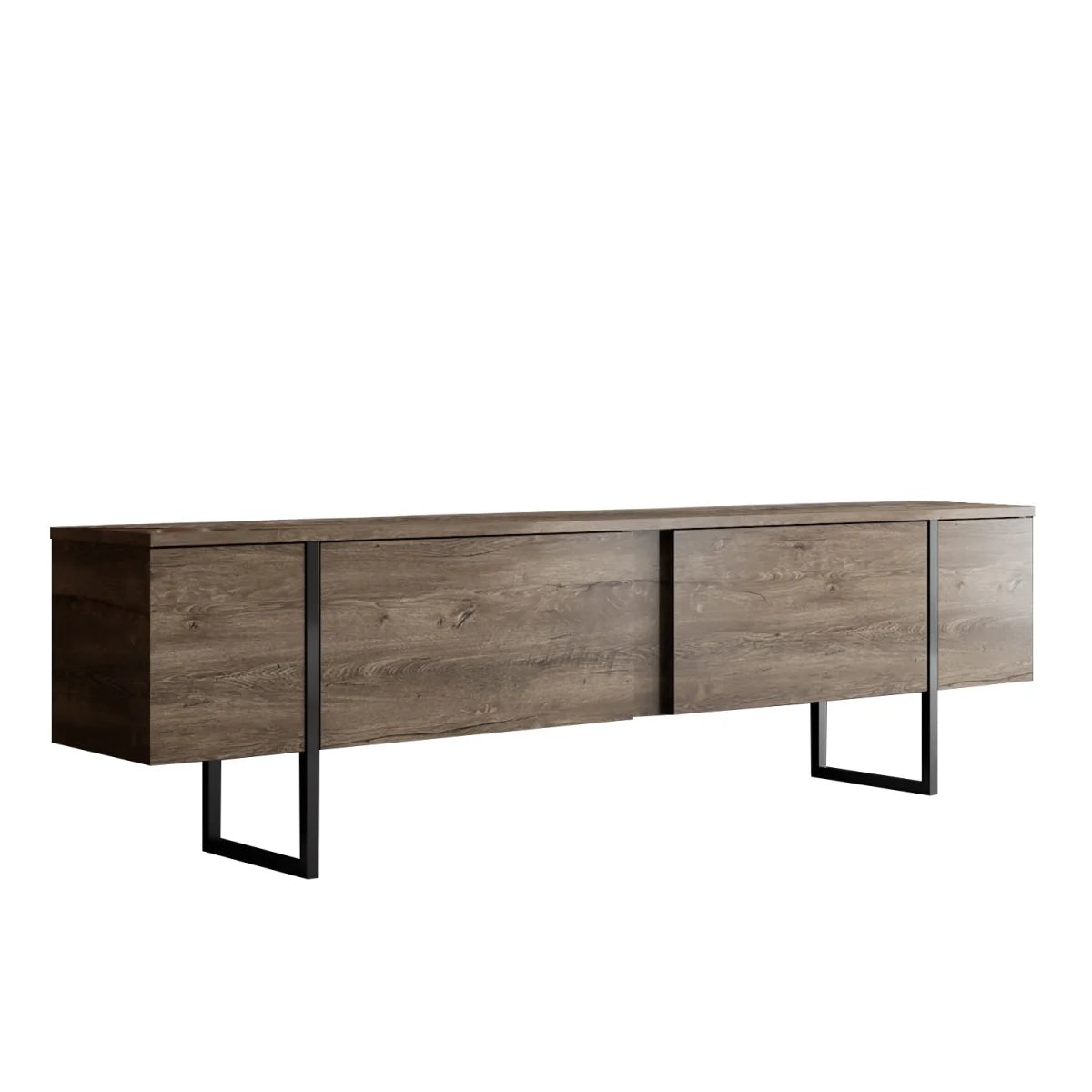 Luxe TV-bord - Valnötsmelamin och svart metall (180x30)