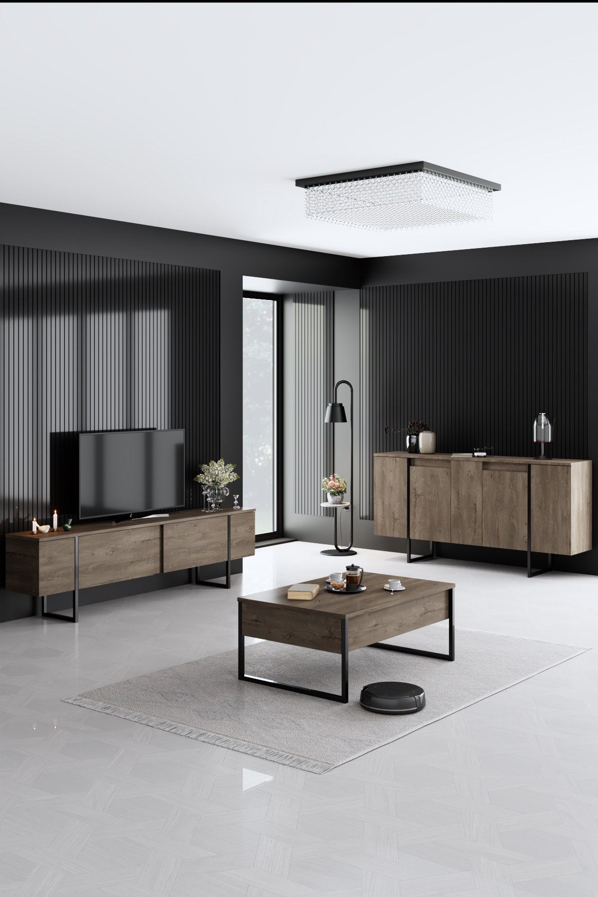 Luxe - Valnöt, Svart Konsol Trösta