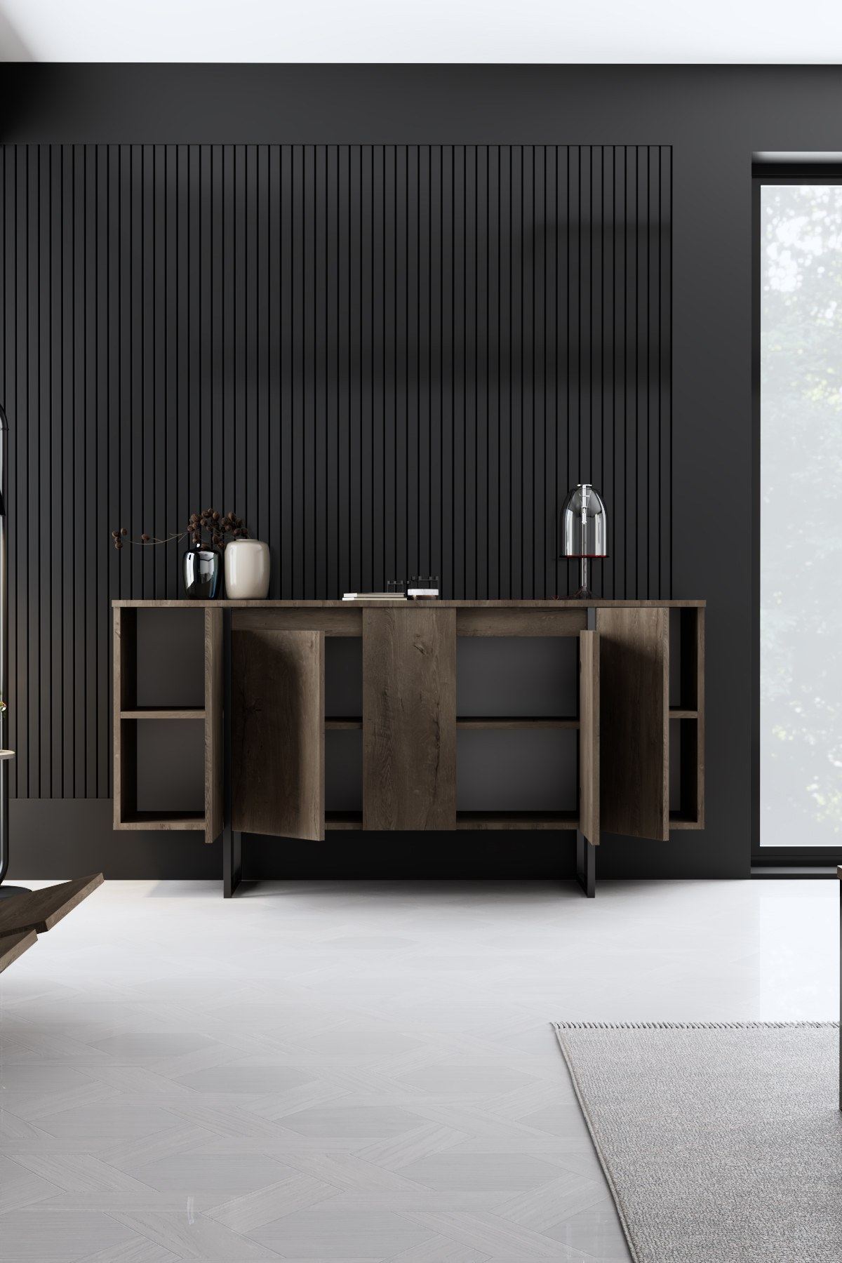 Luxe - Valnöt, Svart Konsol Trösta