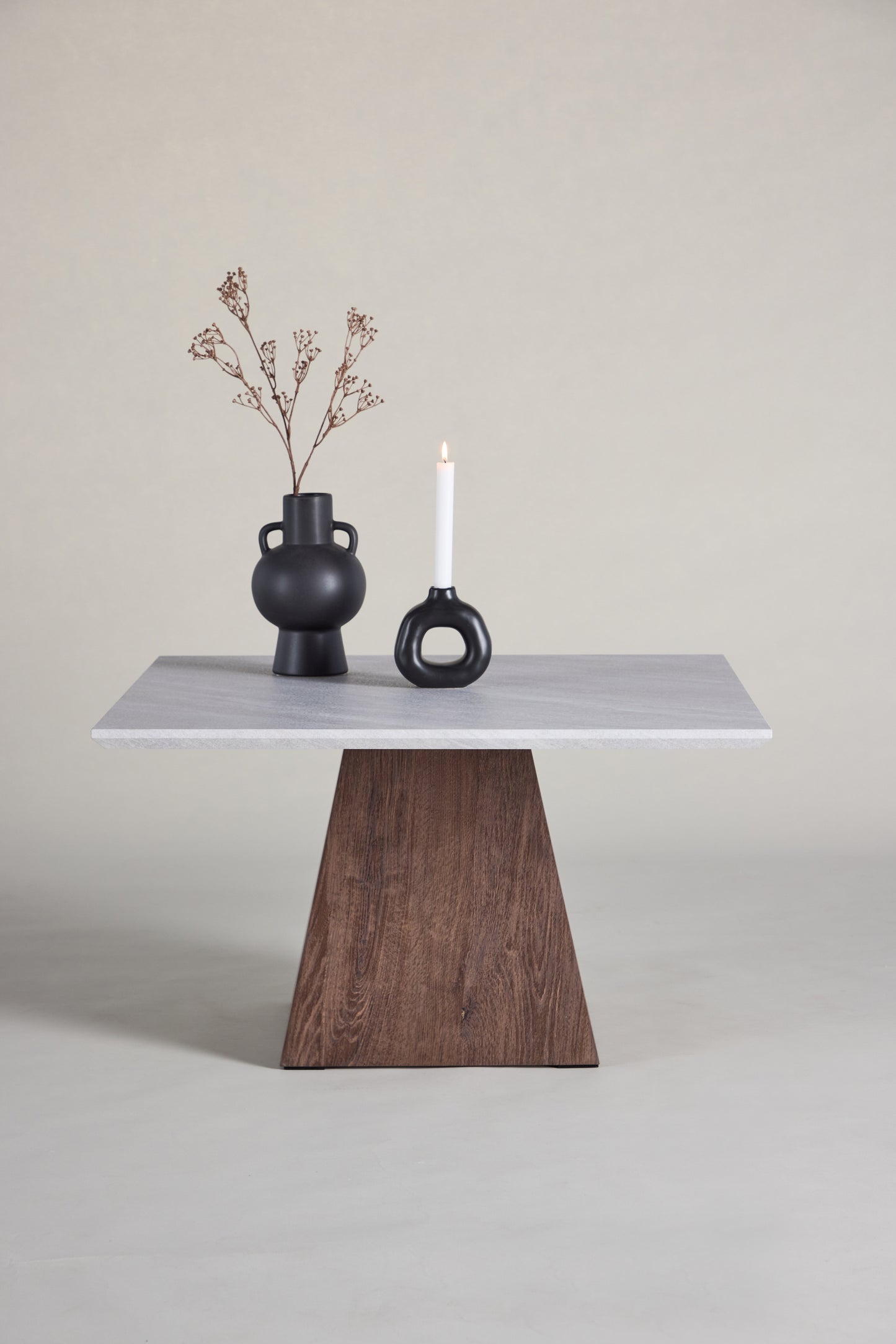 Cael soffbord 80x80x45 cm - MDF 3D-papper Mocca / Stonelook