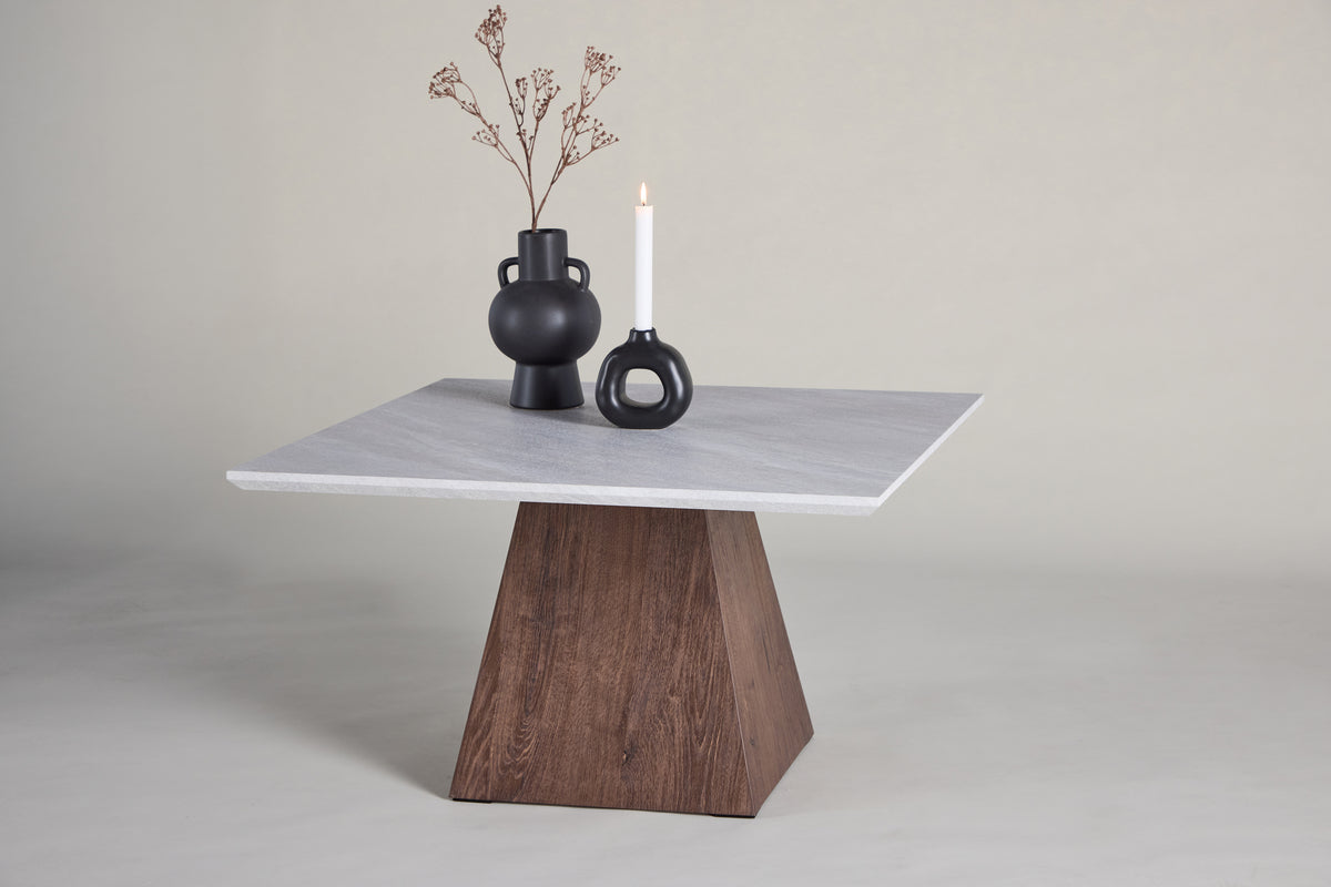 Cael soffbord 80x80x45 cm - MDF 3D-papper Mocca / Stonelook
