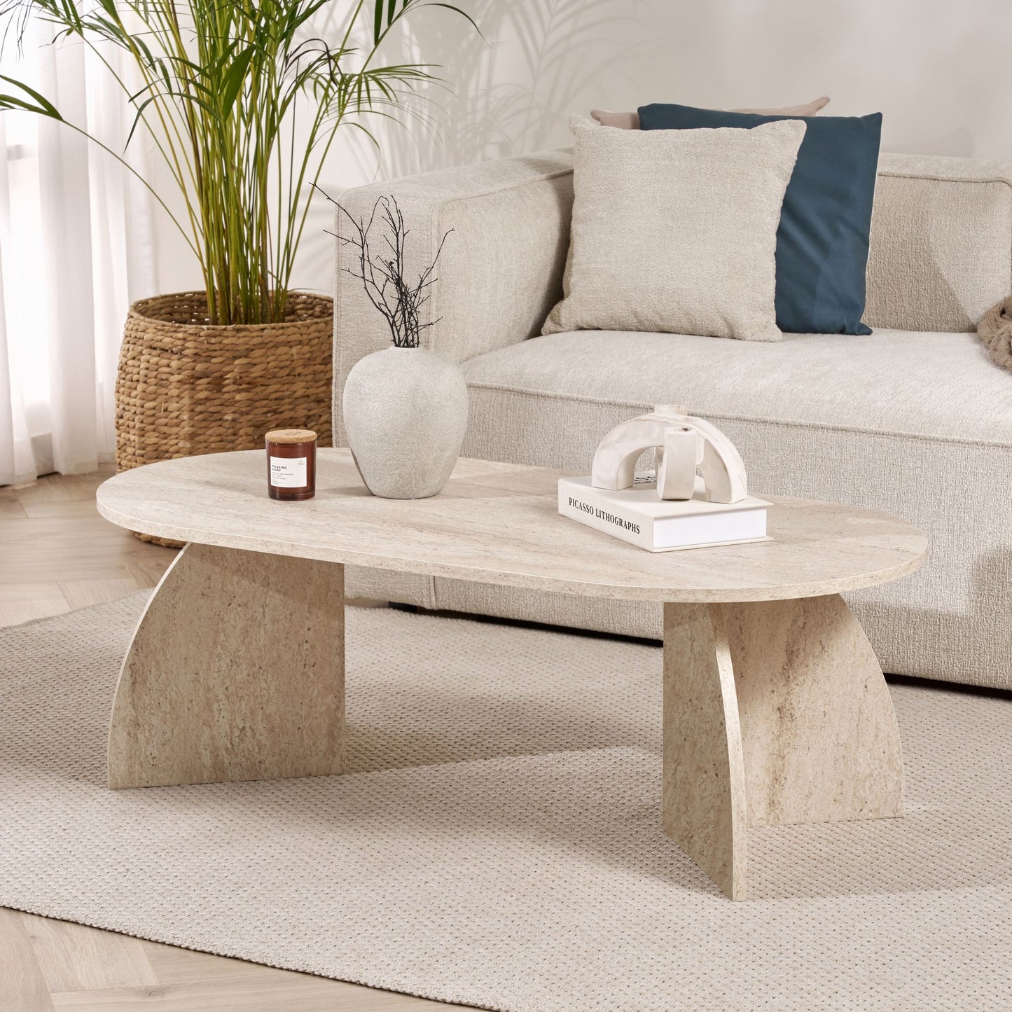 Melina Soffbord 120x60 cm - Travertine