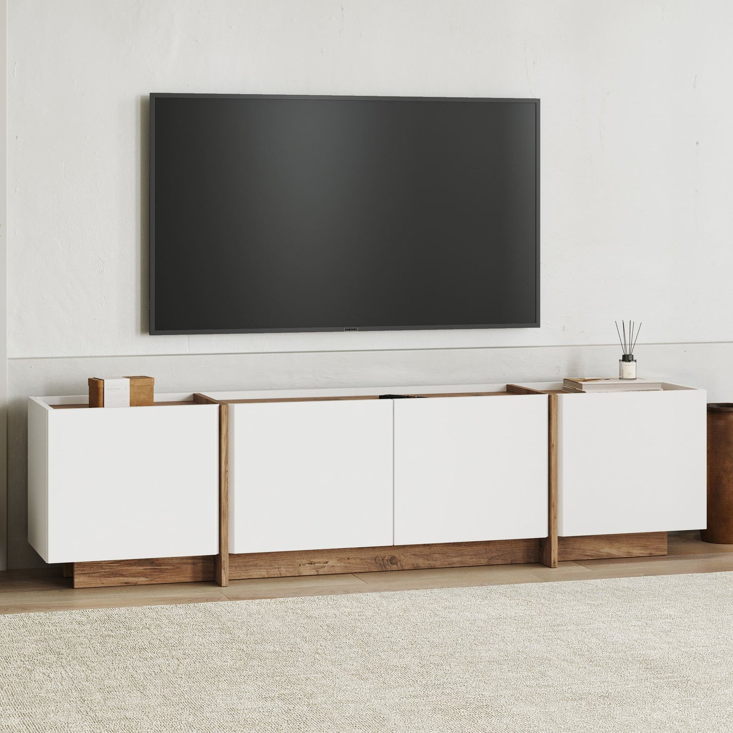 Lowen Tv-bänk - White, Atlantic Pine