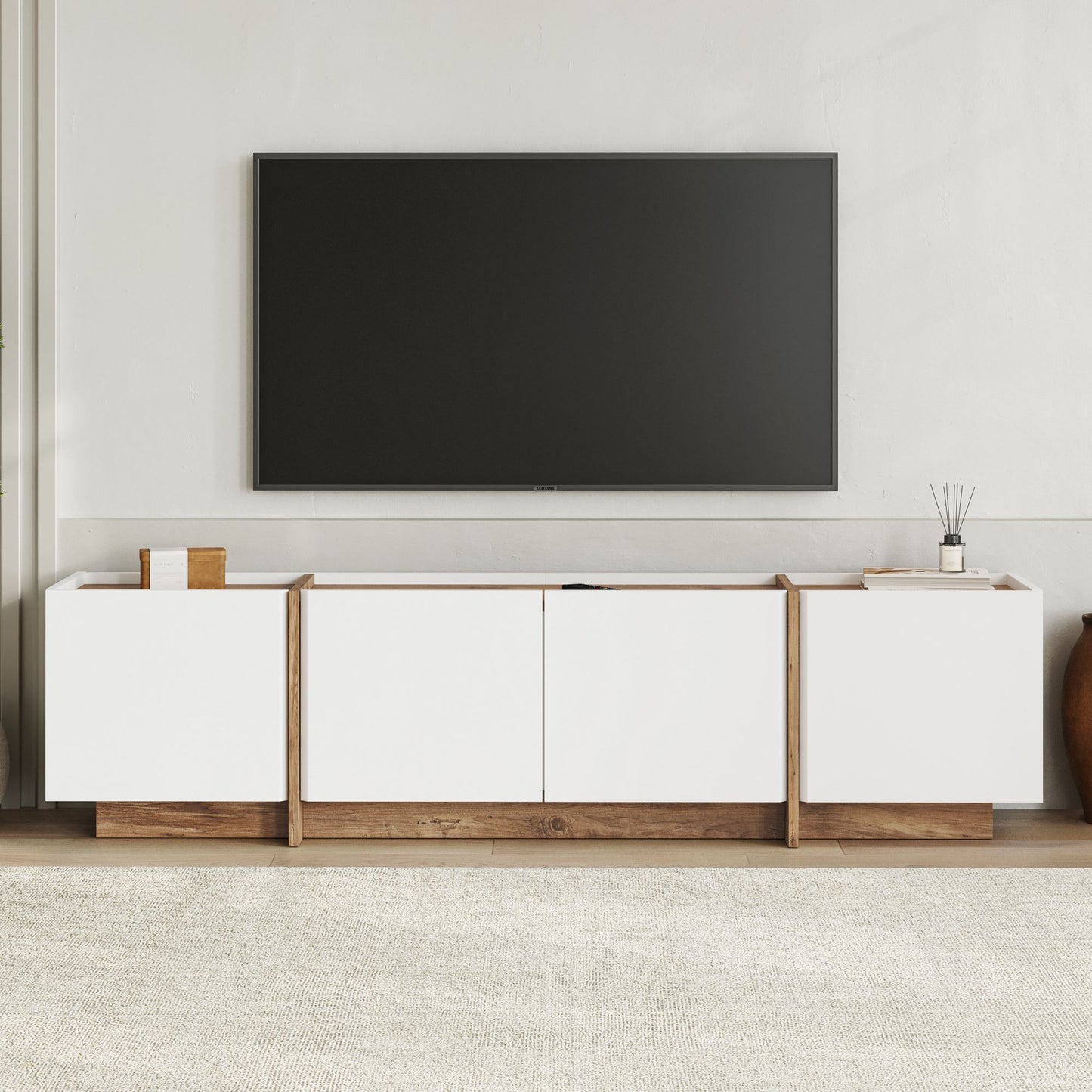 Lowen Tv-bänk - White, Atlantic Pine