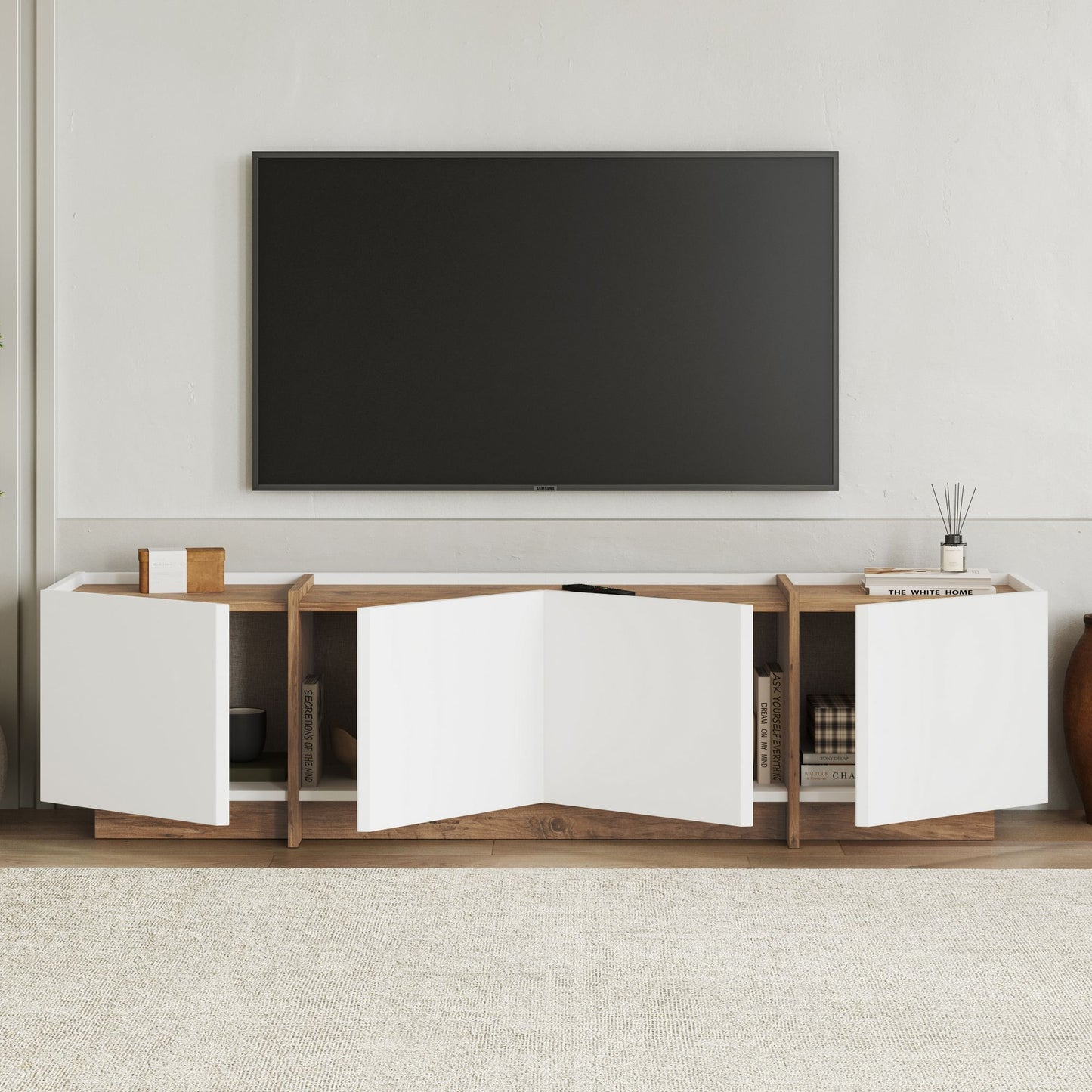 Lowen Tv-bänk - White, Atlantic Pine