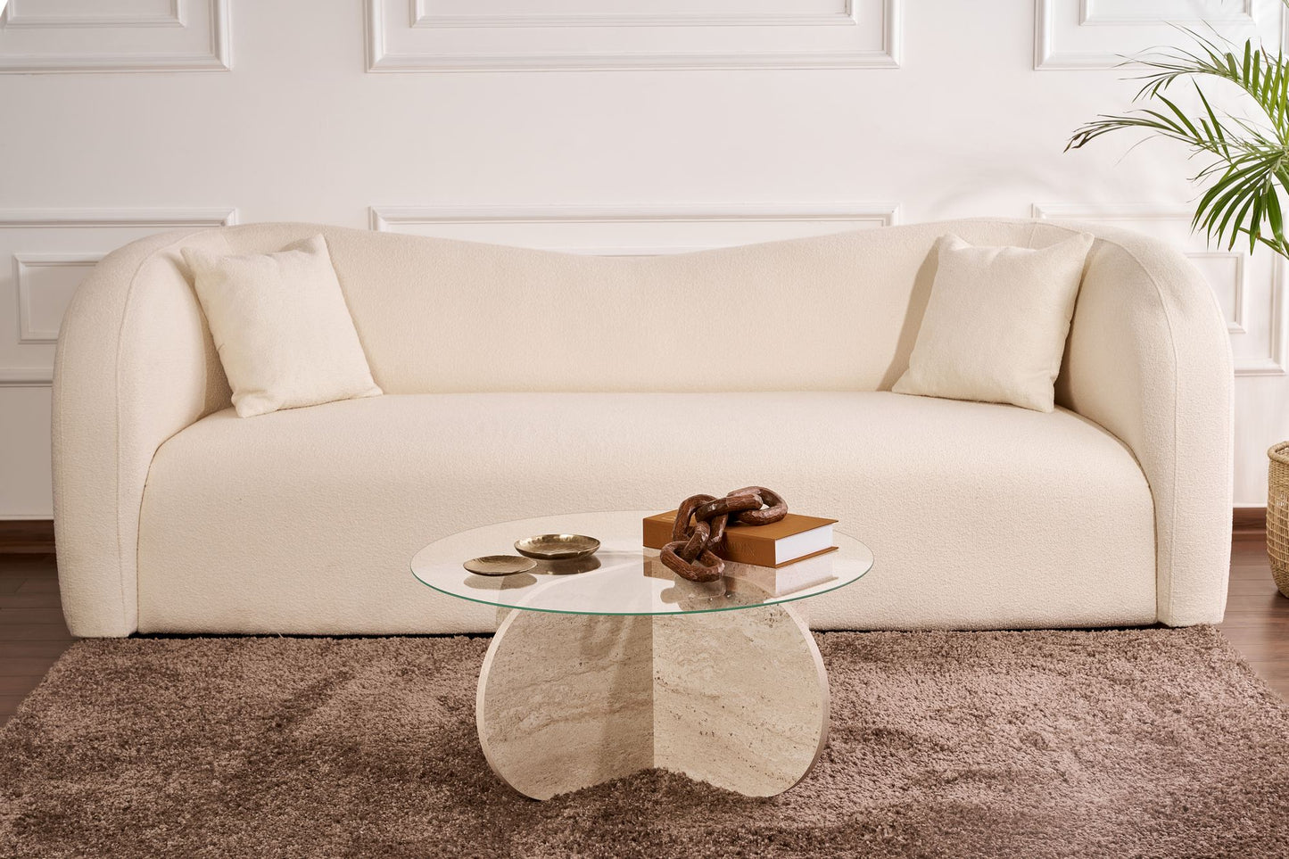 Aeris Soffbord 75 cm - Travertine, Transparent