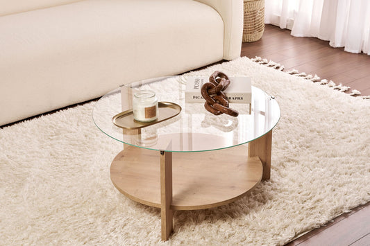 Clara Soffbord 75 cm - Sapphire Oak, Transparent
