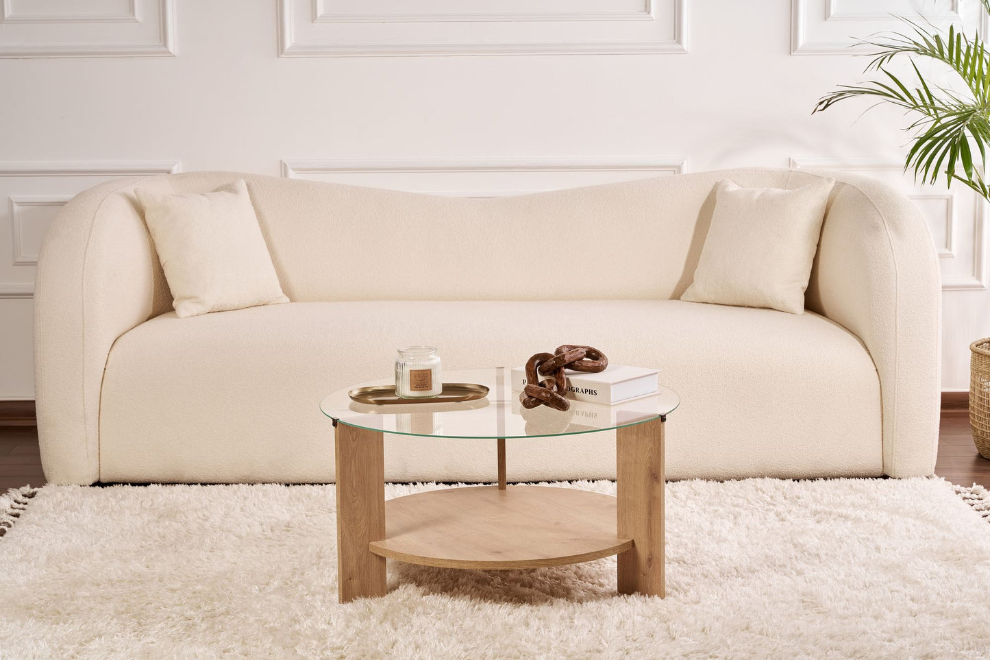 Clara Soffbord 75 cm - Sapphire Oak, Transparent