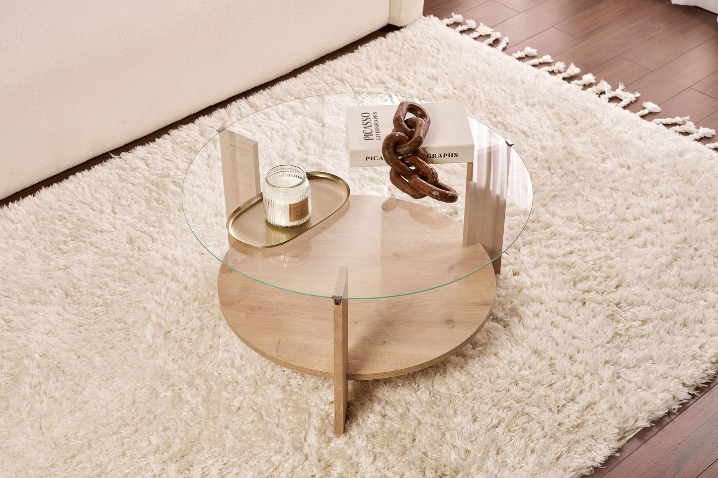 Clara Soffbord 75 cm - Sapphire Oak, Transparent