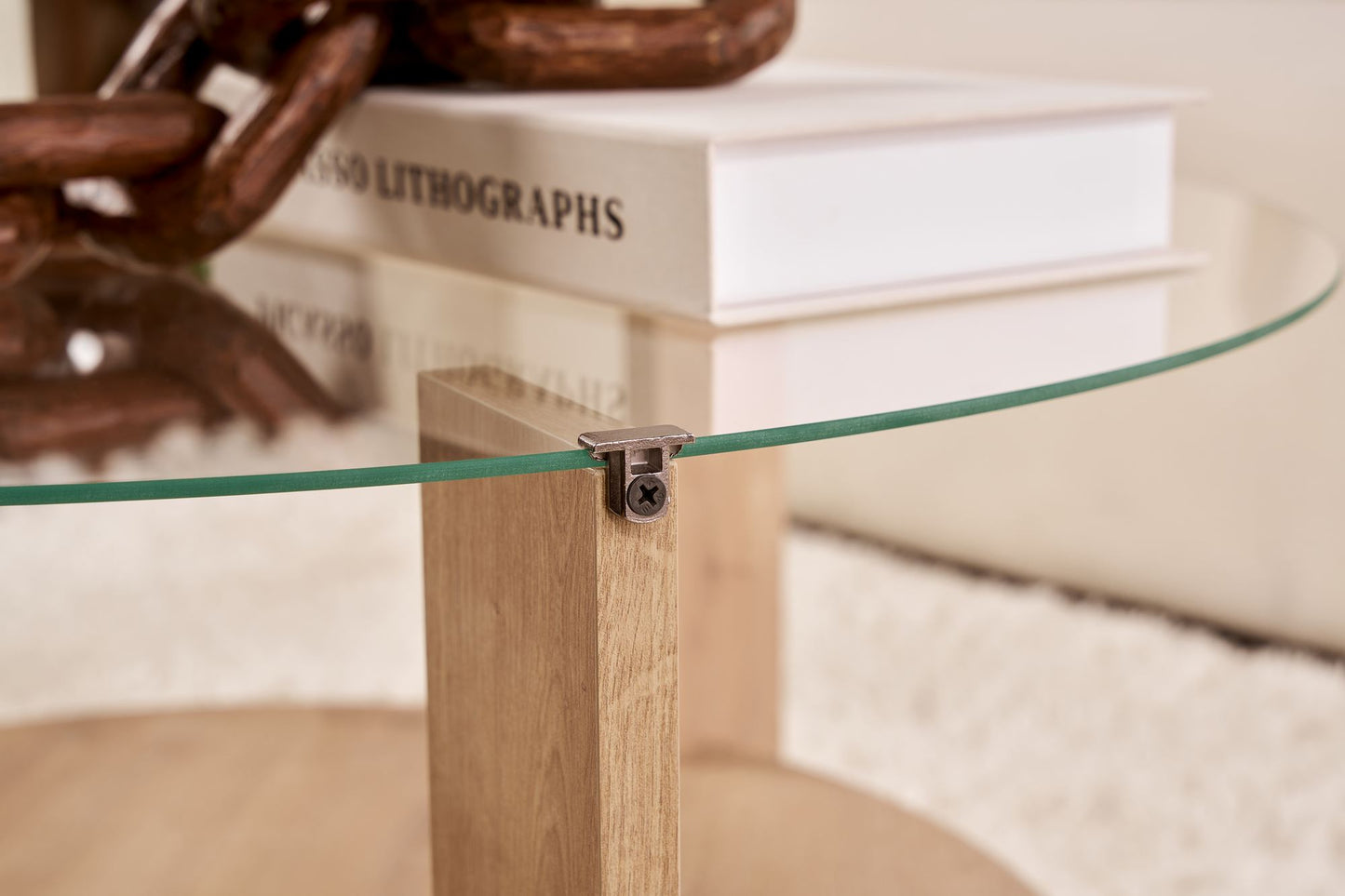 Clara Soffbord 75 cm - Sapphire Oak, Transparent