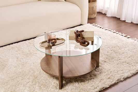 Clara Soffbord 75 cm - Venezia Walnut, Transparent