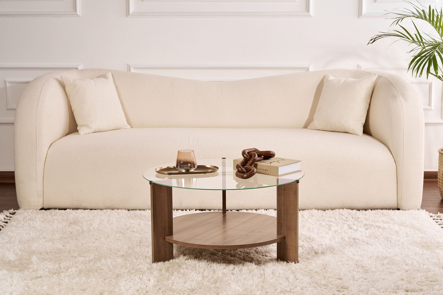 Clara Soffbord 75 cm - Venezia Walnut, Transparent
