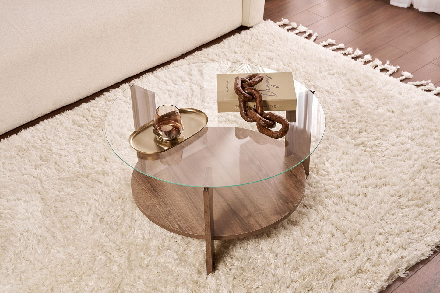 Clara Soffbord 75 cm - Venezia Walnut, Transparent