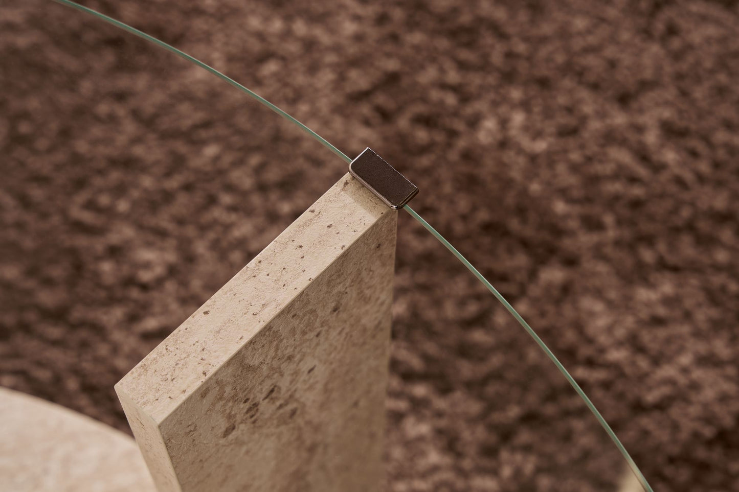 Clara Soffbord 75 cm - Travertine, Transparent
