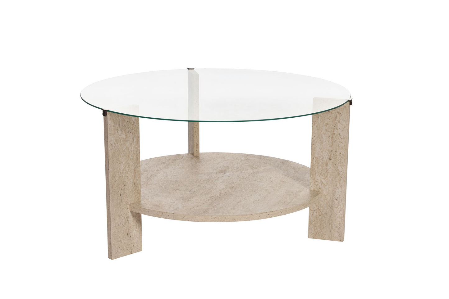 Clara Soffbord 75 cm - Travertine, Transparent
