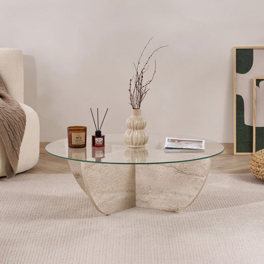 Liya Soffbord 90 cm - Travertine