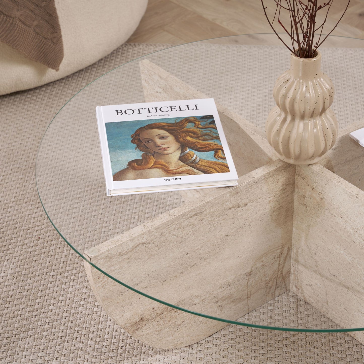 Liya Soffbord 90 cm - Travertine