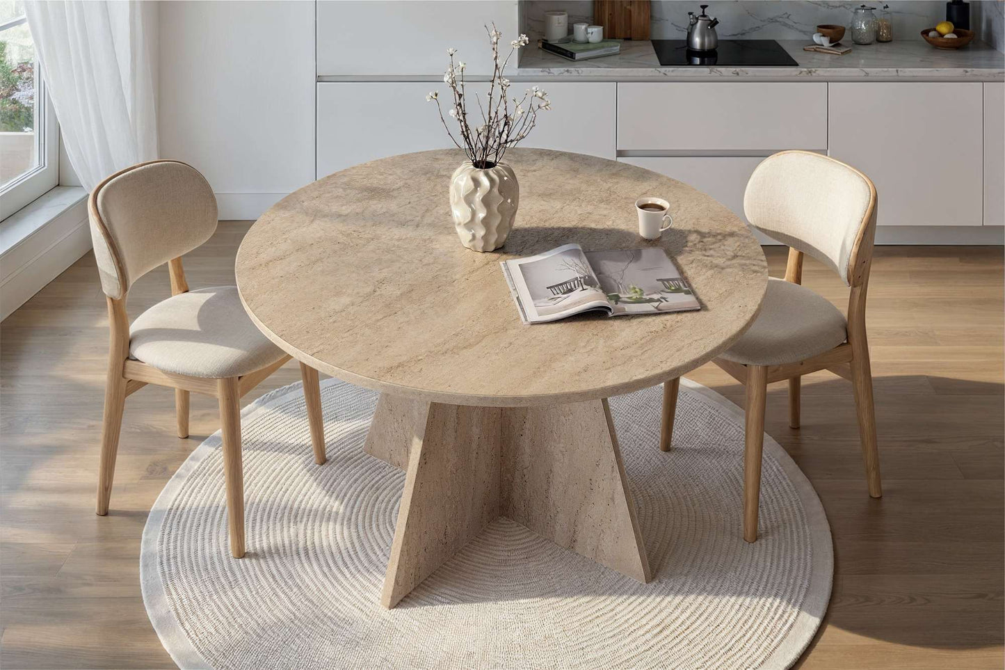 Virella Runt matbord 120 cm - Travertine