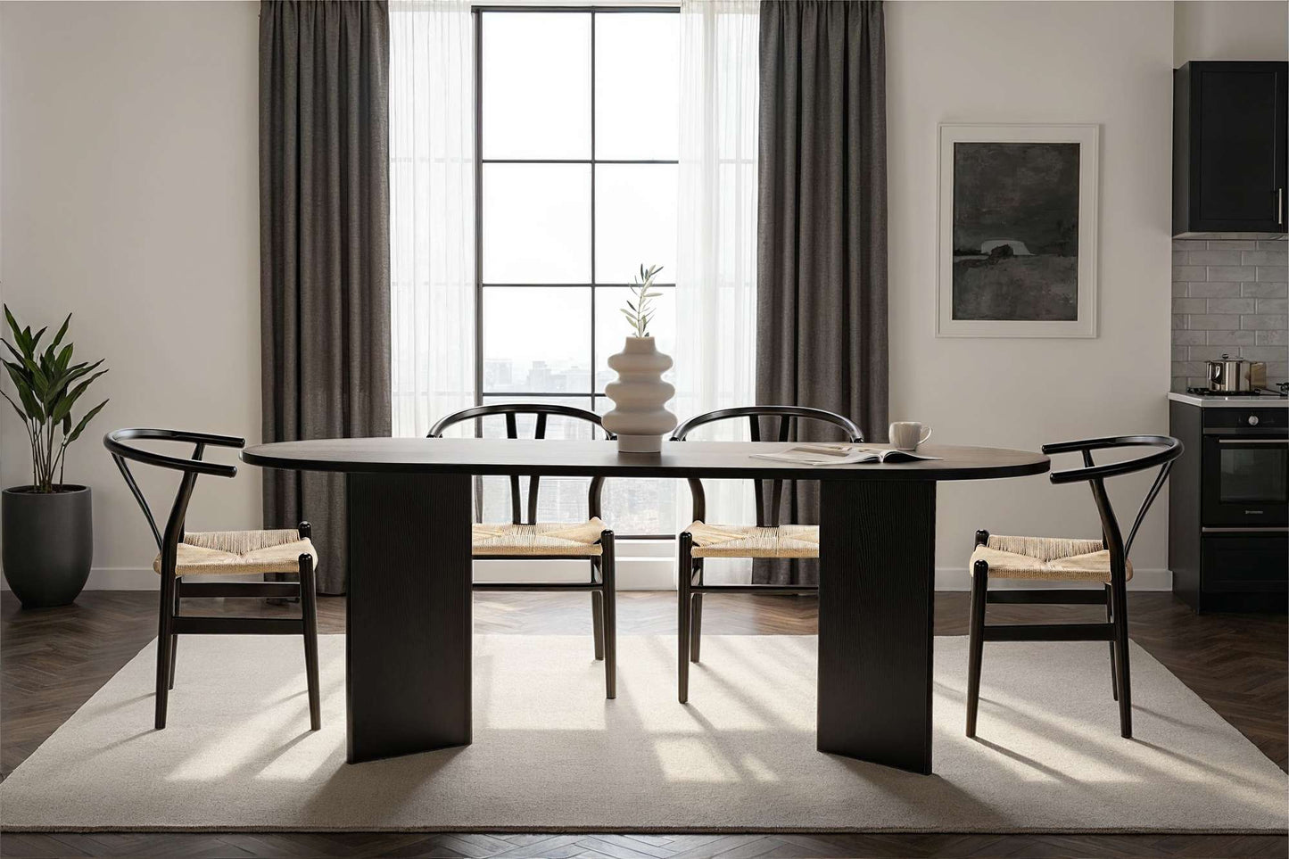 Sabella Ovalt matbord 200 cm - Wood Black