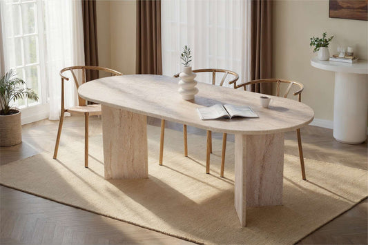 Sabella Ovalt matbord 200 cm - Travertine