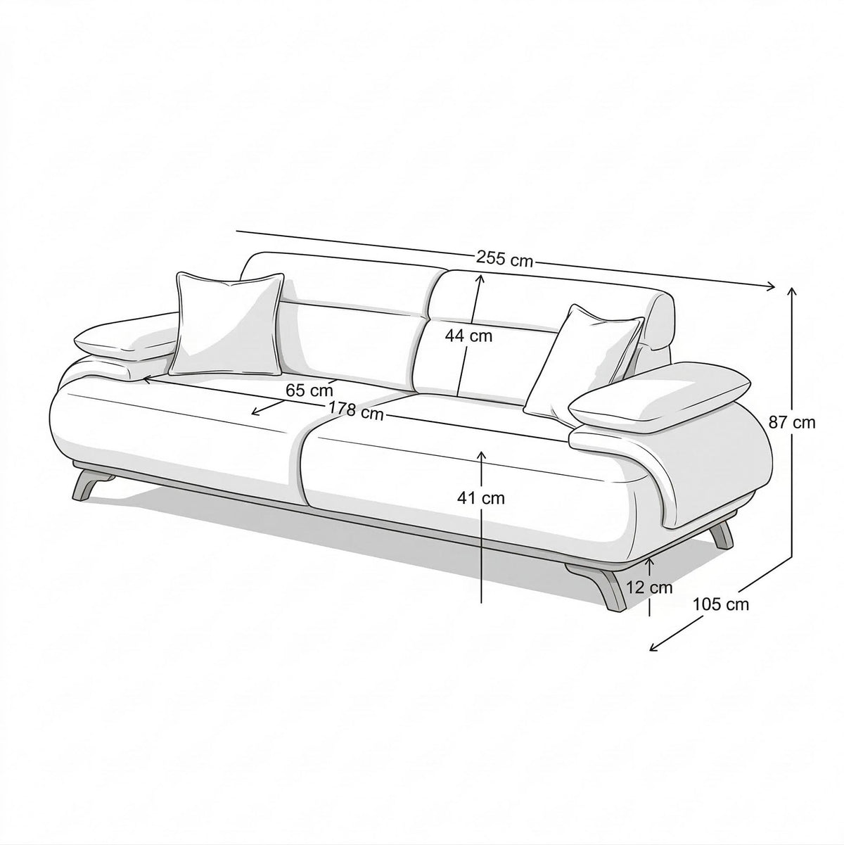 Bonjo Walnut 3-sitssoffa