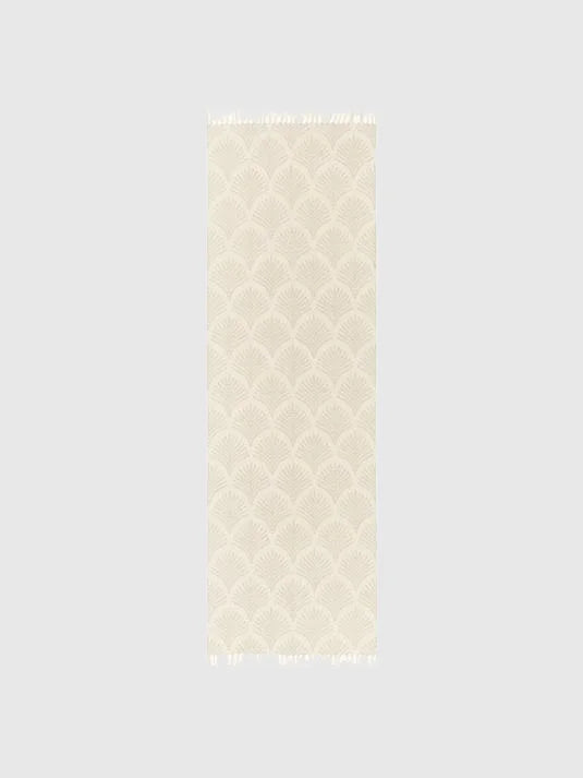 80x250 Handvävd matta med fransar - Beige/Gräddvit