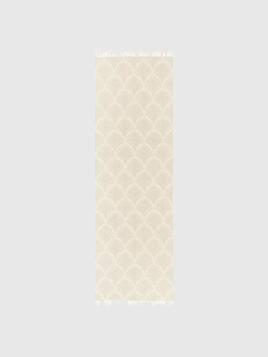 80x250 Handvävd matta med fransar - Beige/Gräddvit