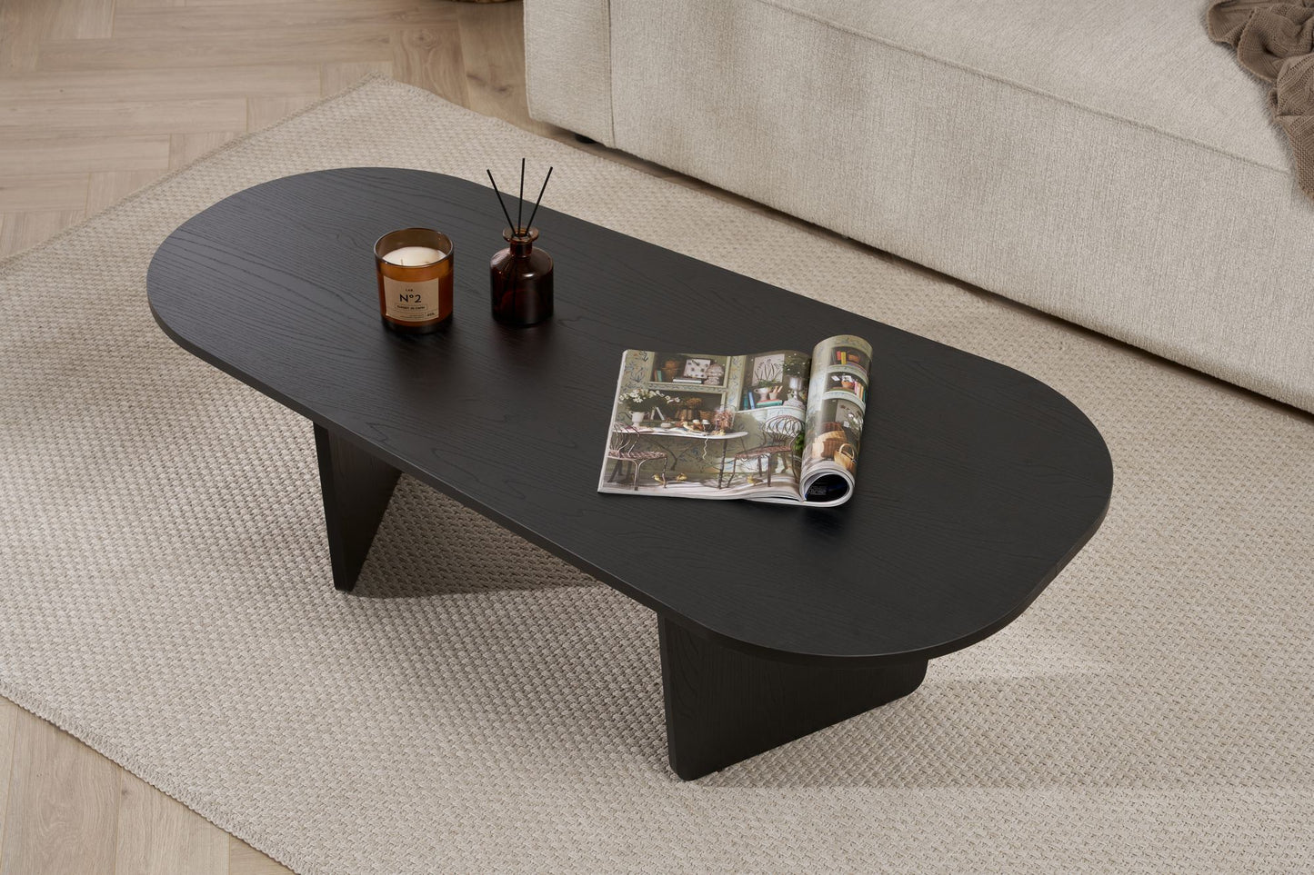 Ovalis Soffbord 130 cm - Wood Black