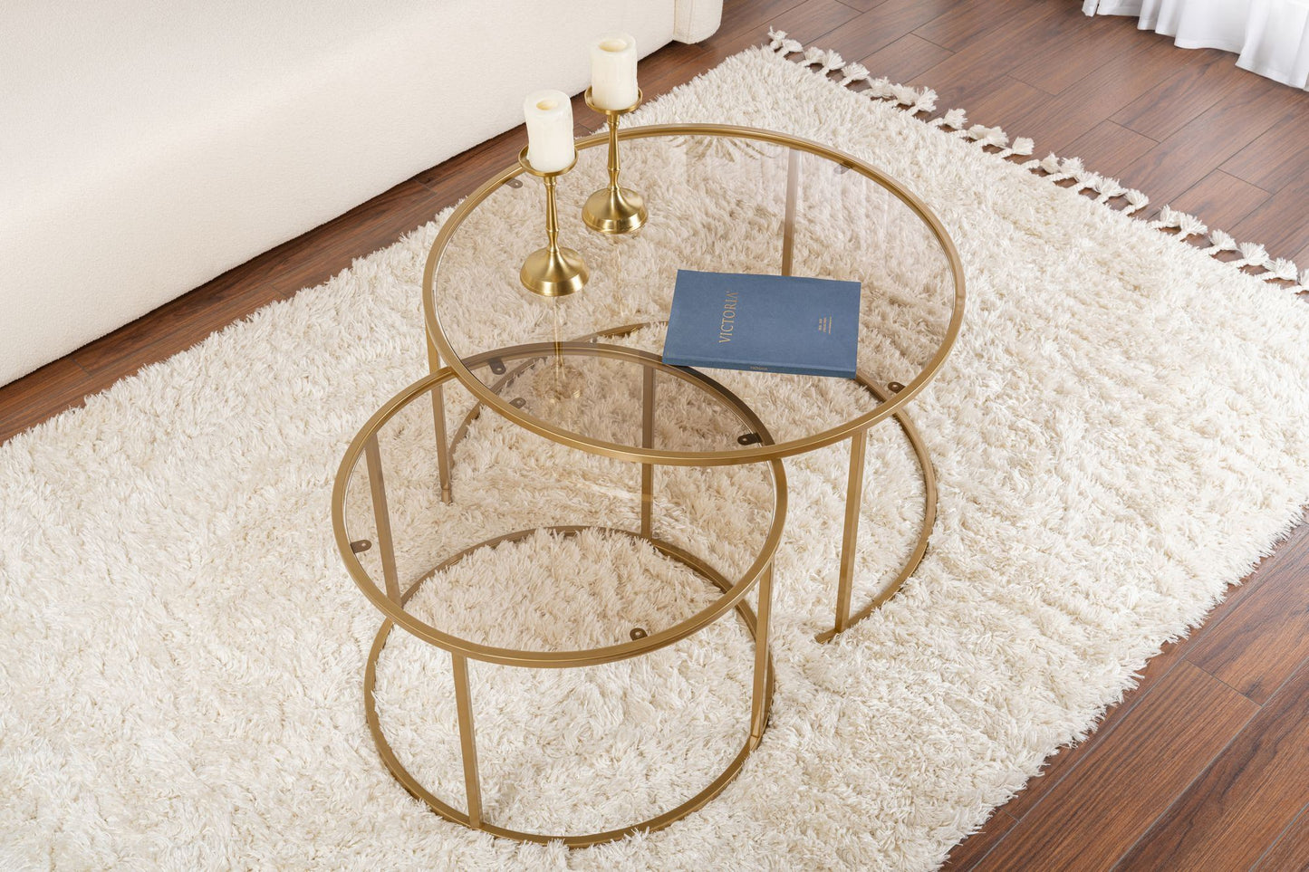 Aurum Soffbord set – 80/60 cm - Guldfärg, Brons