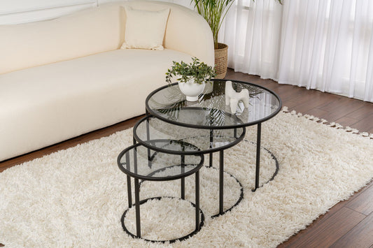 Aurum Soffbord set – 80/60/42 cm – Svart/Grå